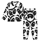 Lupulamo Kinder Plüsch-Pyjama-Set, süßes Tier-Panda-Muster, warm, verdickt, Schlafanzug, Nachtwäsche für Jungen und Mädchen, geeignet für Zuhause und Lounge, mehrfarbig, 7-8 Years
