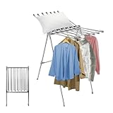 Sinbide Wäscheständer Faltbarer Wäscheständer mit 2 Flügeln Wäscheständer Edelstahl Standtrockner Gewichtskapazität 10kg Wäschetrockner mit Clip Windschutz Wäschetrockner Outdoor Silberr