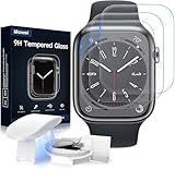 Mowei 3-Stück Displayschutz für Apple Watch Series 9/8/7 (45mm), 9H 3D Glas HD Schutzfolie Vollständige Abdeckung, Blasenfrei, Wasserdicht Schutzglas für Apple Watch 9/8/7 (45mm) 2022