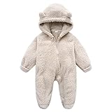 SMUXP Clearance of Sale Newborn Baby Fleece Footie Snowsuit Winter Bunting Onesie Warm Hooded Romper Jumpsuit Outfits For Girls Boys,2025 Happy New Year, Beige#3, 9M/73/48