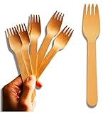 Einweggabeln, Happy Cutlery Käsegabeln, Fonduegabeln, Holzgabeln, 100 Stück