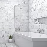 Jiubiaz Duschwand für Badewanne 100x140cm, 2 Teilige Faltbare Glas Duschtrennwand aus 6mm Sicherheitsglas (EGS), Badewannenaufsatz, Silber Transparent