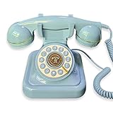 Asyduey Retro-Stil Verkabeltes Wählscheibentelefon zum Anschluss An das Festnetz zu Hause, Klassisches Altes Festnetztelefon in Blau