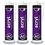 3er Pack Maler-Acryl 310 ml Kartusche Weiß, Dichtstoff überstreichbar, universell einsetzbar im Innen-Bereich, Abdichten von Fenster, Türen und Sockelleisten