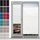 Plissee Plisseerollo Klemmfix Ohne Bohren 72 x 140 cm, Sonnenschutz Easyfix Lichtdurchlässig, Klemmen Plissees Sichtschutz Fenster, Plisseerollo Rollo Jalousie, für Fenster & Tür, Weiß