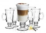 Sendez 6 Irish Coffee Gläser mit Henkel Latte Macchiato Glas