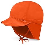 Baby Sonnenhut LSF 50+ Schutz, verstellbar, für Kleinkinder, Sommer, Strandklappe, atmungsaktiv, mit breiter Krempe - Orange - 48/54 cm (2-5 Jahre)