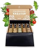 TIMBER TASTE® 5 Italienische Kräuter Gewürze Set als besonderes Geschenk für Erwachsene Frauen & Männer - Pasta & Pizza Geschenkset zum Kochen - für Paare