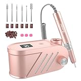 Enniewi Nagelfräser, 35000U/M Professioneller Nagelfräser für Gelnägel und Acrylnägel, Maniküre Pediküre set, Bit-Lock Design, Mit 35 Einstellbaren Geschwindigkeiten und LED-Anzeige, Rose
