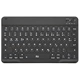 Rii Bluetooth Tastatur für Tablet, Tragbare Slim Tastatur mit Scissor-Mechanismen, Wiederaufladbar, QWERTZ Layout, Kompatibel mit iPad/Android/Windows, Schwarz