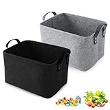 2er Pack Aufbewahrungskörbe, Filzkorb Groß Filzbox Aufbewahrung Filztasche mit 2 Weichen Griffen für Kleidung Accessoires Handtücher und Kinderspielzeug Aufzubewahre