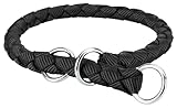 TRIXIE Cavo Zug-Stopp Halsband Größe M: Halsumfang 39–45 cm/ø 12 mm in schwarz - Hundehalsband aus Gurtband für mittelgroße Hunde, rund geflochten, 143801