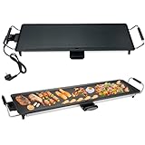 KitchenProPlus Teppenyaki Grill XXL - 2000W Elektrogrill mit Antihaftbeschichtung, Gußeisen & Aluminium, Ideal für Familienfeiern & Gartenpartys, Elektrogrill, Grillpfanne, Tischgrill (90 x 20 cm)
