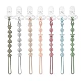 PandaEar 7er-Pack Baby Schnullerkette Silikon - Durchgehendes Design Schnuller Kette Schnullerband für Jungen & Mädchen - Universelle Pacifier Holder Chain für Spielzeug