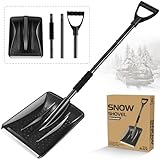 Schneeschaufel, 108cm Schneeschaufel Auto, 4-Teiliges Abnehmbares Design, Leichte Tragbare Einstellbare Schneeschieber mit Großer Kapazität Perfekt für Garten, Autofahrt, Camping (Schwarz)