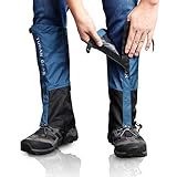 ioutdoor Outdoor Gamaschen, wasserdichte Staubdicht Einstellbare Atmungsaktive Beinschutz Gaiter für Outdoor-Hosen zum Wandern, Klettern,Trekking, Schneewandern 1 Paar (Blau, M)