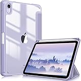 Fintie Hybrid Hülle für iPad mini 7 (A17 Pro) 2024 / iPad mini 6. Generation 2021 8.3 Zoll mit Stifthalter - Stoßfeste Schutzhülle mit transparenter Hartschale auf der Rückseite, Pastellviolett