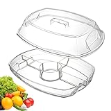 Serviertablett – transparente Servierplatten, Knietafeln, ideal für die Zubereitung von Lebensmitteln, geteilte Obstplatte, für Party, Picknick, Kühlschrank, Snack, Dessert, , , Salat