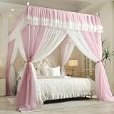 Zeihyeurus Himmelbett VorhäNge,4 Ecken-Vorhang Betthimmel,Viers-Ecken-Moskitonetz,LuxuriöSe Betthimmel-VorhäNge Mit 4 Ecken,Himmelbett Vorhang Erwachsene,3 SeitenöFfnung,FüR MäDchen Erwachsene