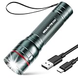 GEARLITE Taschenlampe LED Aufladbar, 2000 Lumen LED Taschenlampe Kinder mit 3 Modi，Zoombare Mini Taschenlampe mit Langer Laufzeit, IP65 Wasserdicht Flashlight für Camping Angeln Notfall Outdoor-Grau