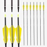 PHILOCS 12 Stück Gelb Widerhaken Feder Jagdpfeile ID 6,2 mm Spine 200 250 300 350 400 500 600 700 800 Pfeil aus Reinem-Carbon, für Bogenschießen (31inch,Spine 300)