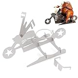 XFLYP Hähnchenhalter Grill, Edelstahl vertikal Bräter Huhn Halterung mit Drip Pfanne für Backofen oder Grill Grill Zubehör Hähnchenbräter, Klappbarer Designgrill(Motorrad-Hähnchengrillhalter)