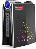 Gaming Modus-Mini Gaming PC, AMD Ryzen 5 5600U (bis zu 4,2 GHz) 16GB DDR4 512GB SSD Windows 11 Pro Mini PC RGB-Beleuchtung Mini Desktop Computer, 3-Mode Anpassung, 4K HDMI DP Type-C WiFi5 Kleiner PC
