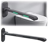 EEUK Wannengriff Edelstahl, WC Haltegriff klappbar Aufstehhilfe Toilette Stütz-Haltegriff Hochklappbar rutschfest Wandmontage Haltegriffe für Senioren Behinderte(Color:Schwarz)