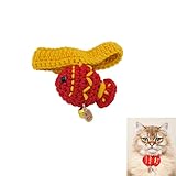 JCYUANI Katzenhalsband Handstricken Halsband Katze Fisch-Anhänger Haustierhalsband mit Glocke Verstellbares Katzenhalsband 15-20 cm, Geeignet für Katzen um 2-5 Katzen