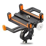 CHICIRIS Mobiltelefonhalter für Fahrräder, Design aus Aluminiumlegierung, Stabile Unterstützung für 3,5-Zoll- Bis 7,2-Zoll-Telefone, Passend für 22,2-mm- Bis 31,8-mm-Lenker (ORANGE)