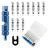 12 Stücke Multifunktions Ventilkernentferner, Fahrradventil Adapter, Werkzeugset mit Messing Ersatz Presta Ventilkern und Kappen für MTB Rennrad Fahrrad, Ventil Entferner Werkzeug,Kechaixieqimenxin