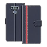 COODIO Handyhülle für LG G6 Handy Hülle, LG G6 Hülle Leder Handytasche für LG G6 Klapphülle Tasche, Dunkel Blau/Rot