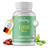 Vitabay Lysin Hochdosiert 800mg - 365 L-Lysin Tabletten Vegan & Laborgeprüft - Essentielle Aminosäure Lysine Kapseln - ohne unerwünschte Zusatzstoffe