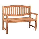 MR. DEKO® Gartenbank Bradford Teakholz | Holzbank mit Lehne | Friesenbank für draußen | 2-Sitzer 120x57x94 cm | Sitzbank Teak massiv & wetterfest für Garten Balkon Terrasse | Parkbank zum Relaxen