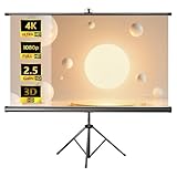 Aqkgtj Manuell einziehbare Beamer Leinwand mit Ständer 60/72/84 Zoll, tragbare rahmenlose Projektionsschirm mit automatischer Verriegelung für Heimkino, Camping, Party(84inch)