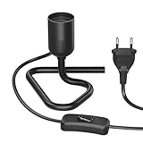 ledscom.de Tischlampe/Lampenfassung/Triangle-Dreieckfuß TRIN, Schalter, Aluminium, schwarz, 1x E27 max. 60W, Atmosphärelampe, Leselicht, Lampensockel, Ambiente-Licht, Vintage, Loft, Retro