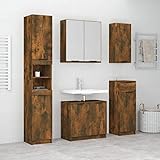ShGaxin 5-TLG. Badmöbel-Set, Badezimmermöbel, Waschtischunterschrank, Unterschrank Badezimmer, Bad Möbel, Badezimmerschrank, Räuchereiche Holzwerkstoff