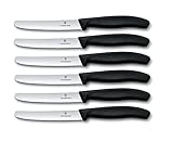 Victorinox 6 Stück Tafelmesser - Tomatenmesser Swiss Classic mit Wellenschliff - Swiss Made - Schwarz