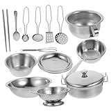 MOLUCKFU Set Aus Edelstahl Küchenutensilien Und Besteck Für Kinder Perfektes Spielzeug Für Die Spielküche Fördert Kreatives Spielen Und Kochen Ideal Für Kleine Küchenchefs