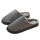 GHUUUJKI Hausschuhe Pantoffeln Für Frauen Herbst Und Winter Bequem Und Warmes Anti-Rutsch-Innenschuhen Für Paare-Grau-36-37