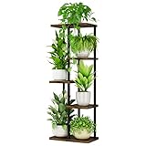 Bamworld Pflanzenregal Indoor Outdoor Blumenständer Pflanzenständer blumenregal Metall 5 Etagen Braun Blumentopf Draußen Deko Wohnzimmer Balkon（40x25x89cm）