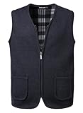 Herothorn Herren Strickweste Strickjacke ohne Ärmel V-Ausschnitt Ärmellose Fleecefutter Jacke Reißverschluss Dicke Weste Freizeitweste
