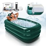 Tragbare Badewanne für Erwachsene,Eisbadewanne für Sportler,aufblasbare Badewanne mit Luftpumpe,einfach aufzublasen,Abfluss,kalte Tauchwanne,tragbare Wanne für Home SPA,heißes Bad (grün)