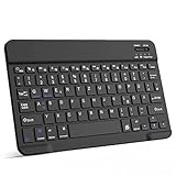 ZOYU Bluetooth Tastatur mit QWERTZ Layout für iPad Air, Pro, 10,2, 9,7, Mini, Tablets, PC, Windows, Smartphone, Android, MacOS, Leichte und Dünne Kabellose Deutsche Tastatur, Schwarz
