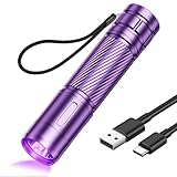 GEARLITE LED Wiederaufladbar UV Schwarzlicht Taschenlampe, Leicht Mini UV Lampe Ultraviolettes Licht mit 395nm Robust Wasserfest für Bernsteinsuche Geocaching Heimtierurindetektoren (Violett)