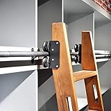 Rustikale schwarze Schiebeleiter, Hardware-Set, 1,0 bis 6,1 m, verstellbare Schiene für Zuhause und Dachboden, inklusive Bodenrollen, 300 cm, Silberfarben und Schwarz