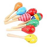 JZK 8 Stück hölzerne Maraca-Rasseln, Shaker, Percussion, Musik, Lernspielzeug, Geschenk für Babyparty, Kindertag, Kindergeburtstag (zufällige Farbe)