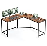 VASAGLE Eckschreibtisch, L-förmiger Computertisch, 149 x 149 x 76 cm, platzsparender Bürotisch, Homeoffice, Gaming, vintagebraun-tintenschwarz LWD73X