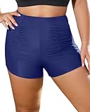 Daci Plus Size Badeshorts Frauen Hohe Taille Badeanzug Board Shorts Bauchkontrolle Badeanzug Bottom Schwimmen Boyleg Shorts, Blau, 18 Plus