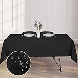 Kapwall Tischdecke Outdoor Abwaschbar 137x200 Schwarz Gartentischdecke Tischdecken Table Cloth für Outdoor, Garten, Hochzeit,